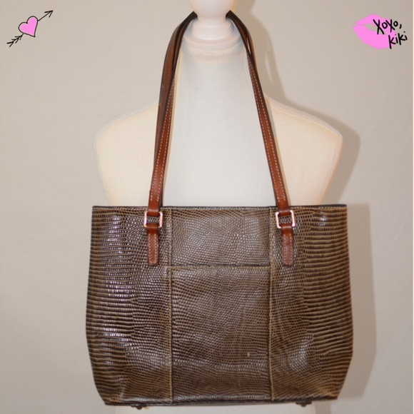 DONNEY & BROOKE BROWN ALLIGATOR STYLE TOTE - Picture 3 of 3